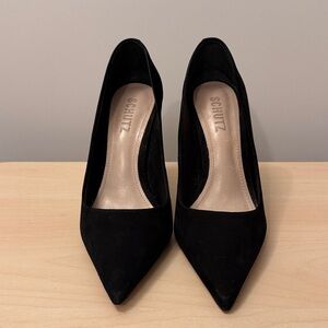 Schutz Black Suede Lou Pumps